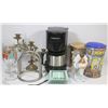 Image 1 : CUISINART COFFEEMAKER, GLASSWARE, CANISTERS AND