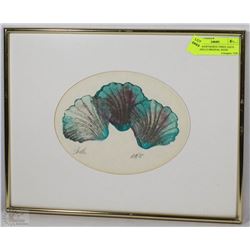 ANNA HAWTHORNE THREE AQUA SEASHELLS ORIGINAL SIGNE