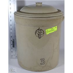 3 GALLON MEDICINE HAT POTTERIES JUG WITH LID