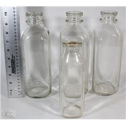 LOT OF 4 VINTAGE MILK BOTTLES