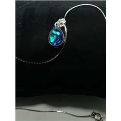 BLUE LAB FIRE OPAL PENDANT & CHAIN