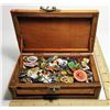 Image 1 : COPPER & WOOD BOX FILLED WITH LAPEL PINS
