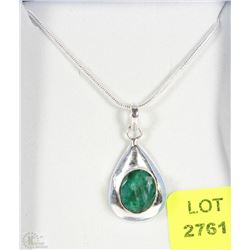 #100-GREEN EMERALD .925 STERLING SILVER PENDANT