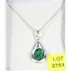 Image 1 : #100-GREEN EMERALD .925 STERLING SILVER PENDANT