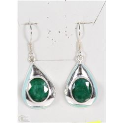 #102-GREEN EMERALD .925 STERLING SILVER EARRINGS