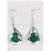 Image 1 : #102-GREEN EMERALD .925 STERLING SILVER EARRINGS