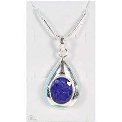 #105- BLUE SAPPHIRE .925 STERLING SILVER PENDANT