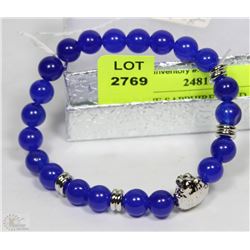 #18- BLUE SAPPHIRE BEAD BRACELET 7.5"