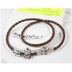 GENUINE PANDORA DOUBLE STRAND LEATHER BRACELET