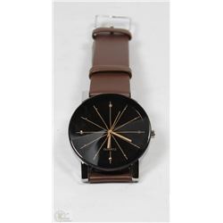 10) NEW QUARTZ WATCH - BROWN LEATHER