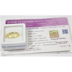 64) NATURAL CITRINE 6.23CT WITH COA