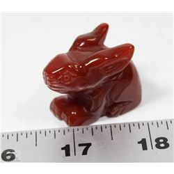 147) CARVED RABBIT NATURAL RED AGATE GEMSTONE