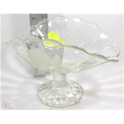 VINTAGE FLORAL PATTERN PEDESTAL CRYSTAL BOWL