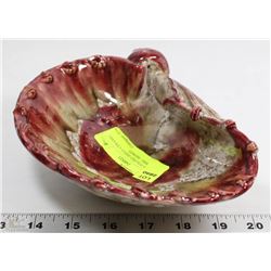 VINTAGE FOLDED SHELL CERAMIC CANDY DISH - SIGNED