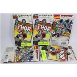 LOT OF 5 COMICS HEADPHONES THOR CHARACTER