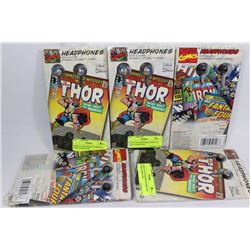 LOT OF 5 COMICS HEADPHONES THOR CHARACTER