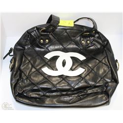 REPLICA CHANEL PURSE - BLACK WITH WHITE EMBLEM