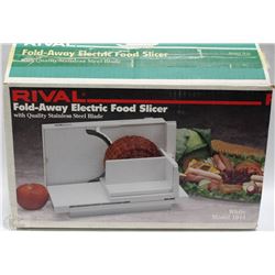 RIVAL BRAND FOLD AWAY ELECTRIC FOOD SLICER IN BOX