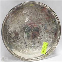 SILVER PLATED ENGRAVED ROUND SERVING TRAY