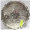 Image 1 : SILVER PLATED ENGRAVED ROUND SERVING TRAY