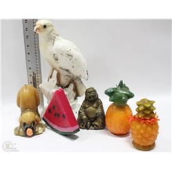 COLLECTION OF CANDLES - EAGLE, DOG, BUDDHA & MORE