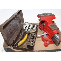 VINTAGE ROPER WHITNEY PUNCH NO. 5 AND SMALL VISE