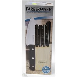 NEW FARBERWARE 6PC KNIFE SET IN BLOCK