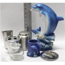 BOX WITH DOLPHIN ORNAMENTS, STAINLESS DRINK MIXER