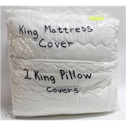 KING SIZE MATTRESS COVER AND 2 PILLOW COVERS