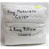 Image 1 : KING SIZE MATTRESS COVER AND 2 PILLOW COVERS