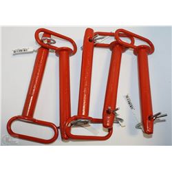 LOT OF FIVE 1"X 6 3/4" ORANGE HITCH PINS