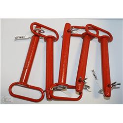 LOT OF FIVE 1"X 6 3/4" ORANGE HITCH PINS