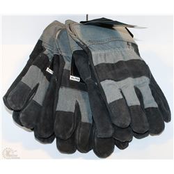 LOT OF 3 PAIRS OF BOB DALE SPLIT LEATHER GLOVES