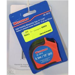 LOT OF 2 WESTWARD HI VIS 12'X5/8" MEASURING TAPES