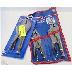 LOT OF 3 WESTWARD ASST SIZE LOCKING PLIERS