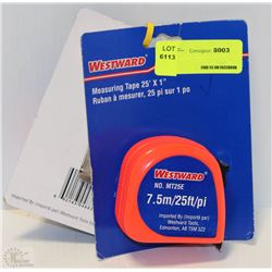 LOT OF 2 WESTWARD TAPE MEASURES, ONE IS 25' & ONE