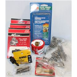 BOX WITH DEWALT NUT DRIVERS, ELECTRICAL EYELITS,