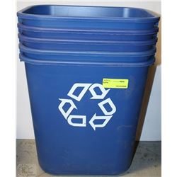 LOT OF 5 BLUE RECYCLING BINS
