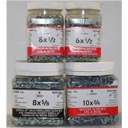 LOT OF ASSORTED SCREWS INCL 6X1/2, 8X1/2, 10X3/4,