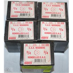 LOT OF 5 PAPCO 3/4 S.A.E FLAT WASHERS (151-026)
