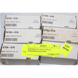 6 BOXES OF 5/16 S.A.E FLAT WASHERS (PA154-016)