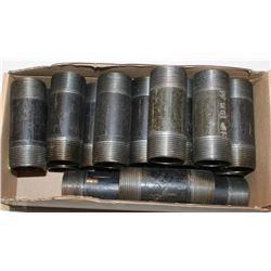 BOX OF DOUBLE THREADED PIPE NIPPLES