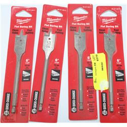 LOT OF MILWAUKEE 6" WOOD FLAT BORING BIT