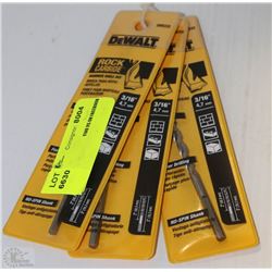 LOT OF 3 DEWALT ROCK CARBIDE 3/16 HAMMER DRILL