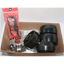 LOT W/ 11PC VACO HEXY KEY SET, 4 CASTOR WHEELS,