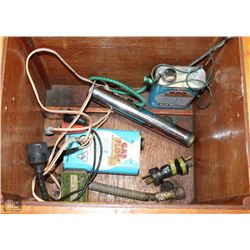 SMALL STORAGE CHEST W/ CONTENTS