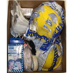 BOX OF 2 NORTH YELLOW HARD HATS, SAFETY GLASS
