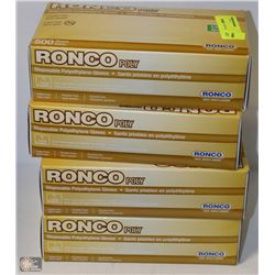 LOT OF 4 BOXES OF RONCO DISPOSABLE POLY GLOVES