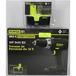 18 VOLT DRILL NEW WITH 2 BATTERIES AND CHARGER