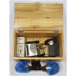 WOOD BOX W/LID WITH WORKING GENEVA